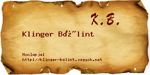 Klinger Bálint névjegykártya
