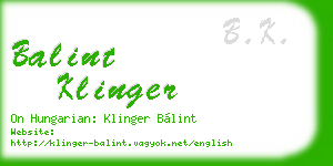 balint klinger business card